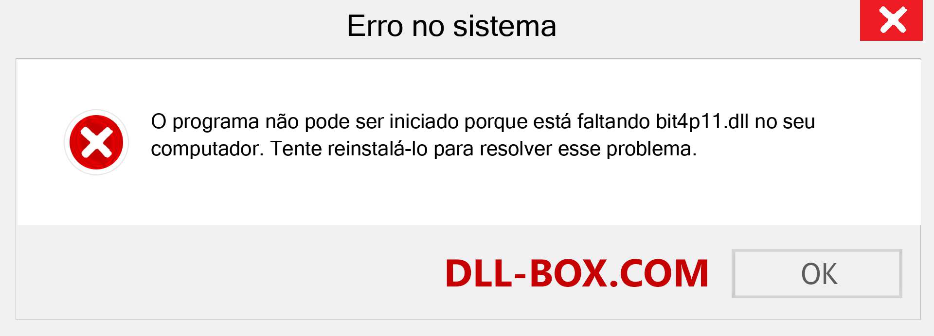 Arquivo bit4p11.dll ausente ?. Download para Windows 7, 8, 10 - Correção de erro ausente bit4p11 dll no Windows, fotos, imagens